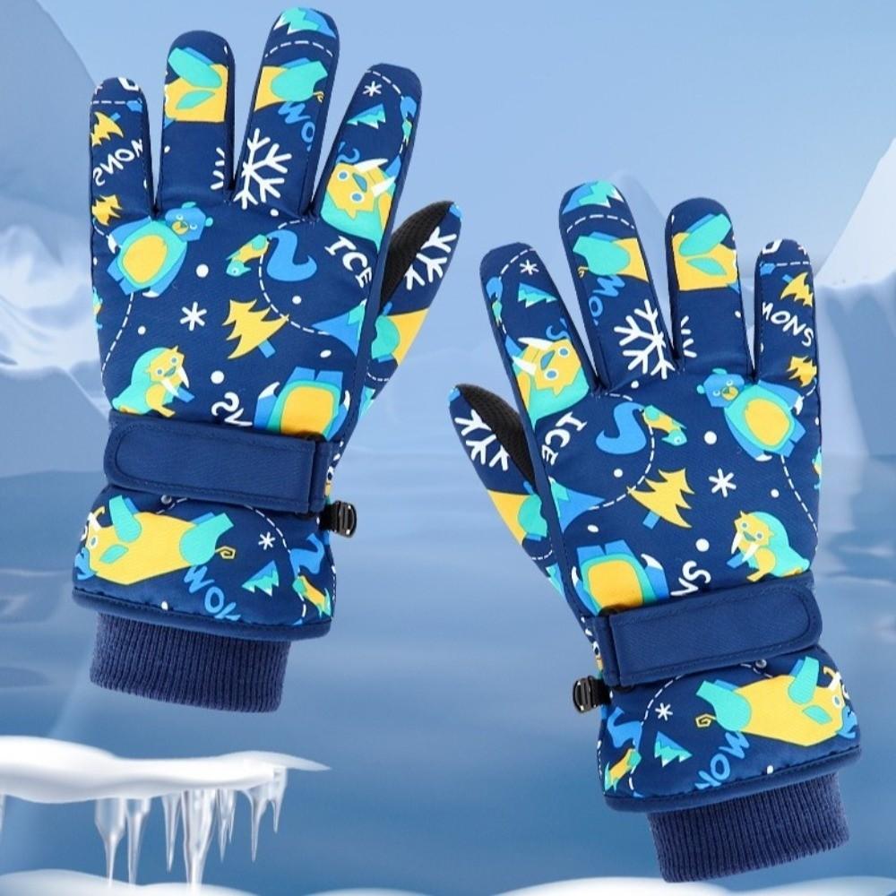 Waterproof Warm Gloves Cartoon Kids Gloves Unisex Winter Snowboard Gloves Outdoor