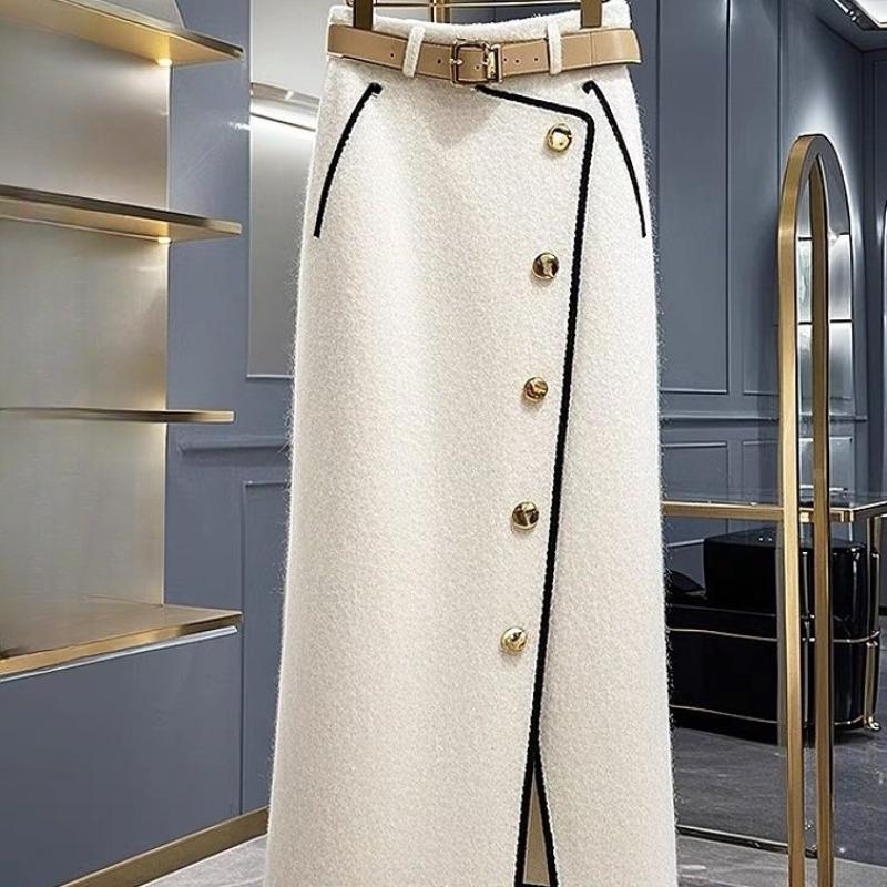 Matakawa Spring Autumn Women Skirts Fashion Chic Faldas Mujer A Line Elegant Simple Sweet Long Skirt