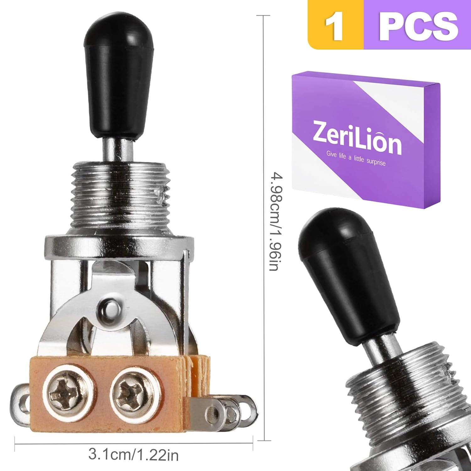 3-Way Toggle Selector Switch (DPDT) - Includes Knob Cap - Replacement Part for Pickup Switching, for Electric Guitars