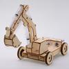 Wooden Hydraulic Excavator Model No.2 DIY Steam Experiment Set with Rotatable Wheels - Scientific Small Production Kit
