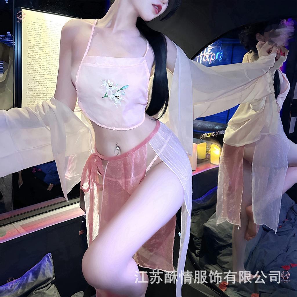 Sexy ancient Hanfu Republic of China style embroidered pajamas pure desire hot uniform temptation suit