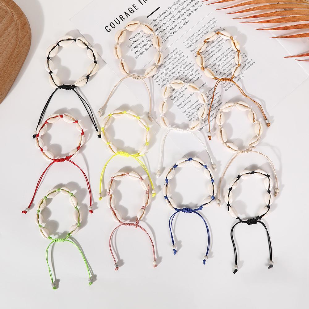 Woven Seashell & Colorful Seed Bead Bracelet/Anklet - Bohemian Beach Style