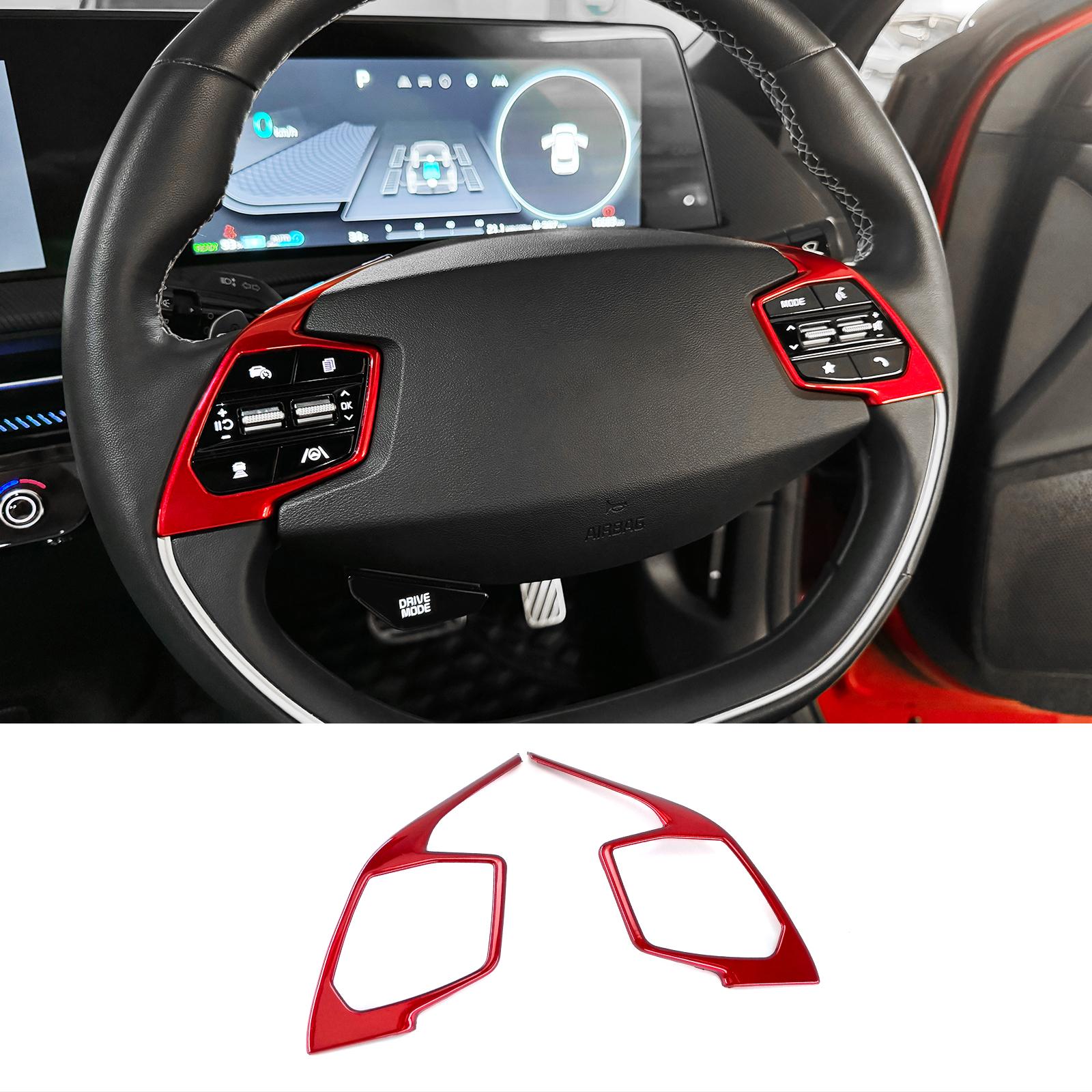 

For Kia EV6 Niro SG2 2pcs Red Inner Steering Wheel Button Frame Trim Cover Interior Mouldings Car Upgrade Decoration Accessory червоний