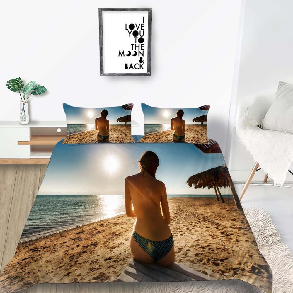 2023 New style Duvet Cover Set Queen King Size Bikini Printed Highend Bedding Cover Suit with Pillowcase Sexy Home Textiles