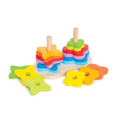 Hape Flower and Star Ring Stacking, Mixed Colors, 1 Set, Korean Baby Products