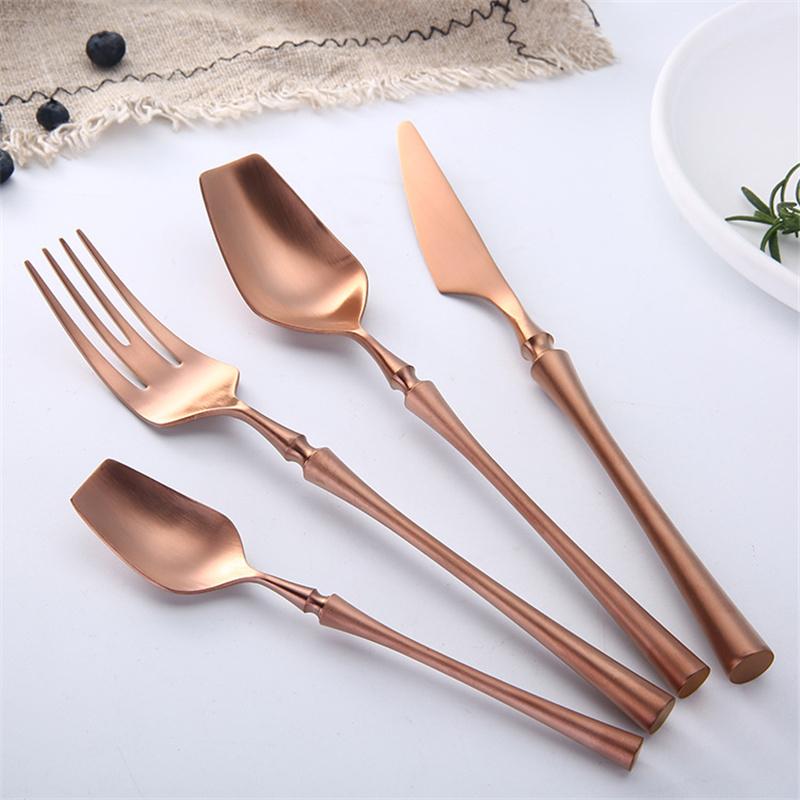 4Pcs High Quality Cutlery Set Elegant Stainless Steel Dinnerware Knife Fork Spoon Tableware Set Luxury Silverware Flatware Set