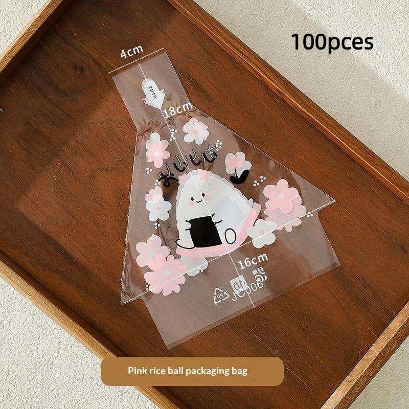 100Pcs Sushi Bags Lovely Japenese Triangle Rice Ball Disposable Packaging Bag Sushi Making Mold Bento Accessories