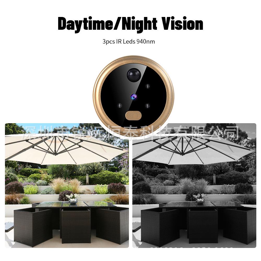 2.4G Wireless Doorbell Camera with 2.8" Screen, PIR Motion Detection, Anti-theft, 720P HD.
