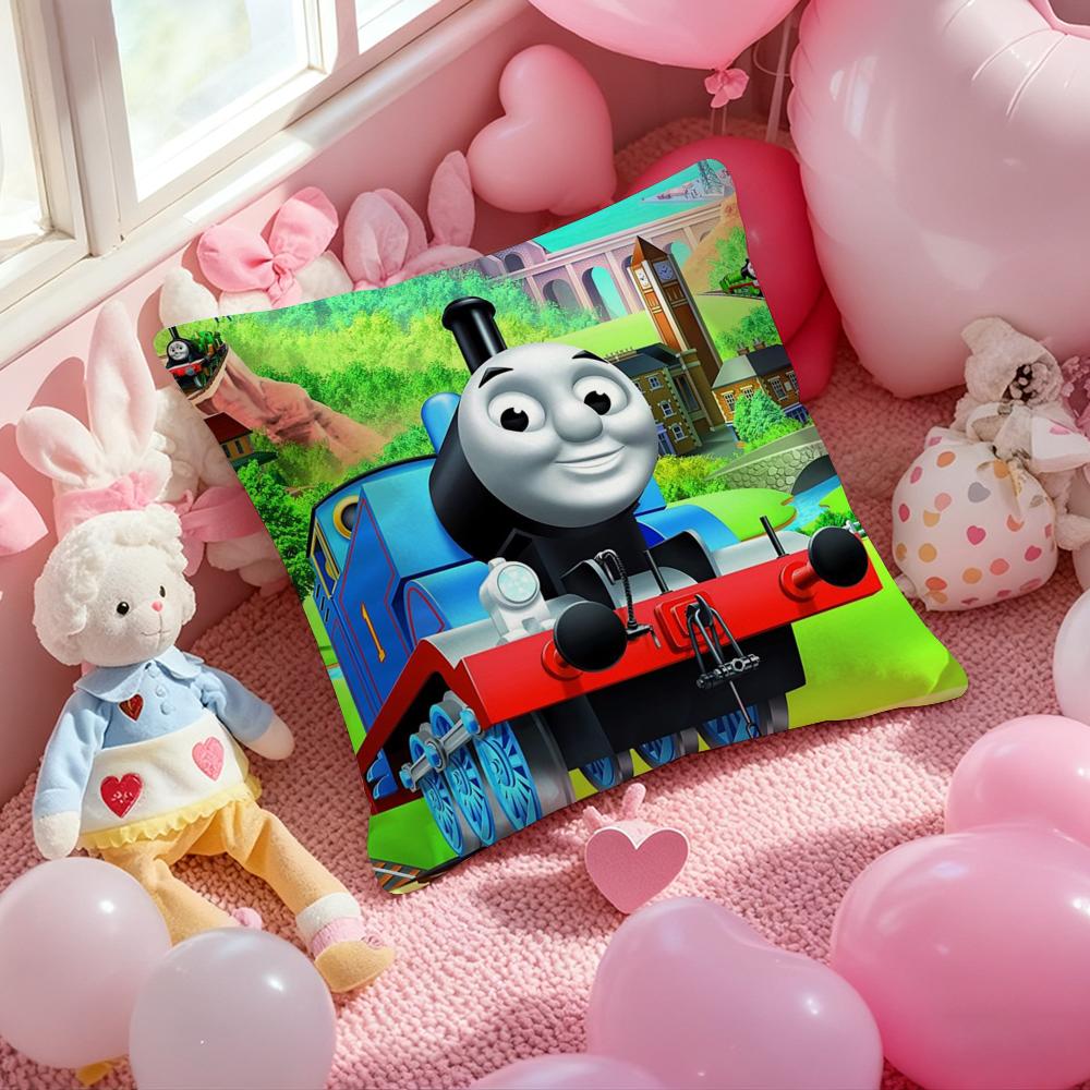 T-Thomas The Train Pillow Case Soft Plush Fabric Double-Sided Printed Cushion Cover Warm Winter Sofa Pillow Case