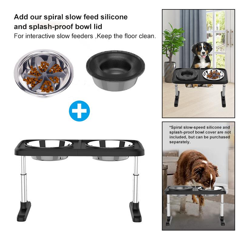 New Adjustable Lifting Stainless Steel Dog Bowl Cat Bowl Newly Upgraded Folding Pet Double Bowls Edible Plate Pet Products