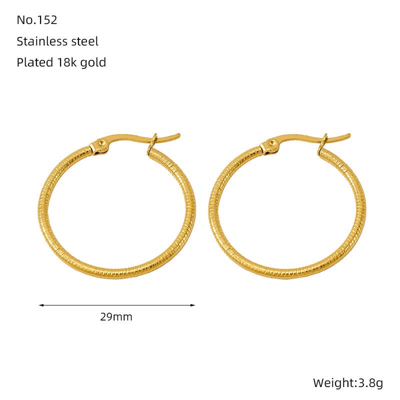 

Круглые серьги из титановой стали с покрытием из 18-каратного золота для женщин - Европейский и американский стиль