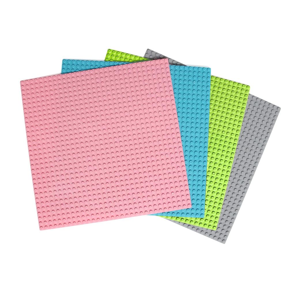 Classic Compatible Baseplate Block Set of 4 Light Light Light Plate, 32x32mm, (Pink, Blue, Green, Gray)
