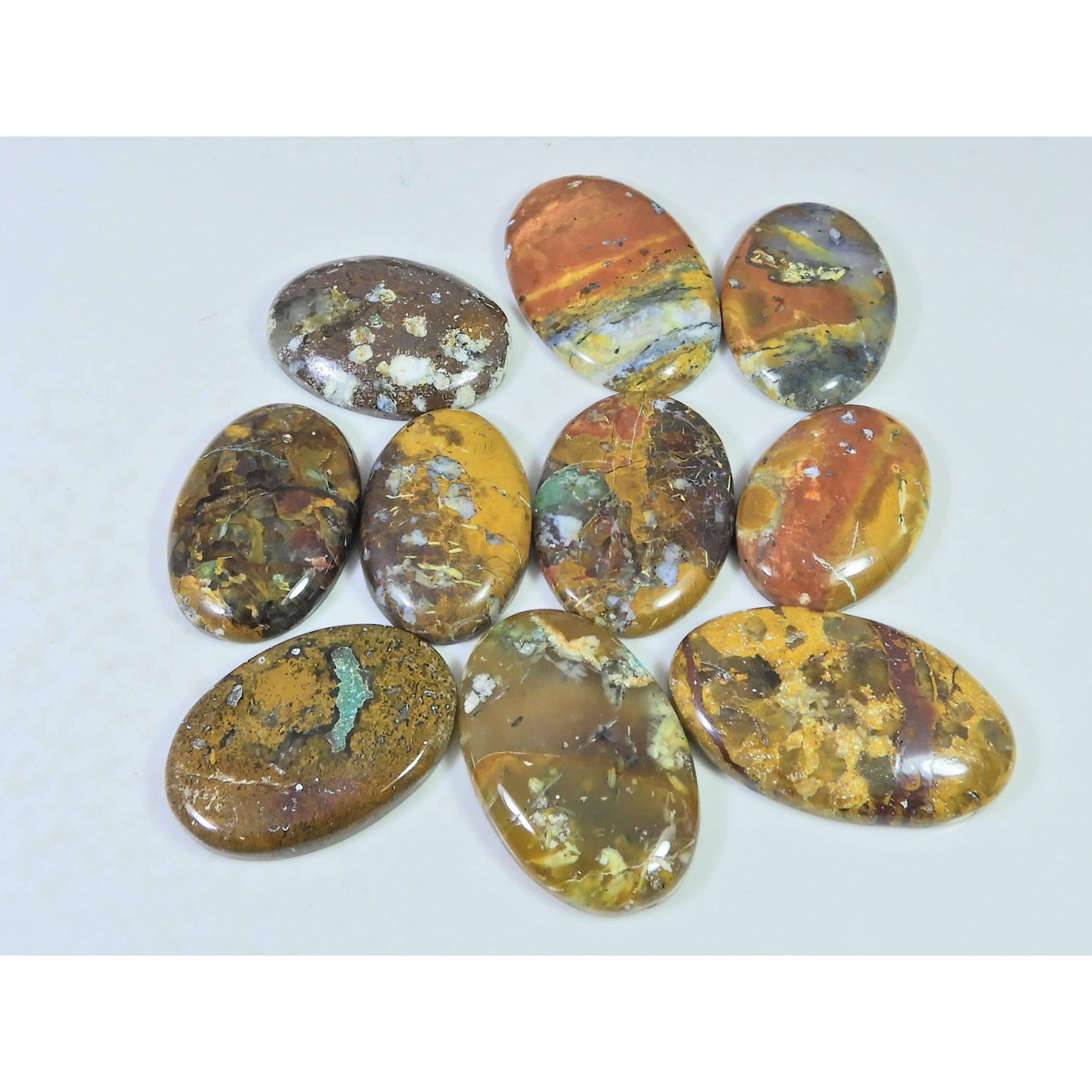 282Cts. Natural Forest Agate Oval Cabochon Loose Gemstone 10 Pcs Lot C-1960