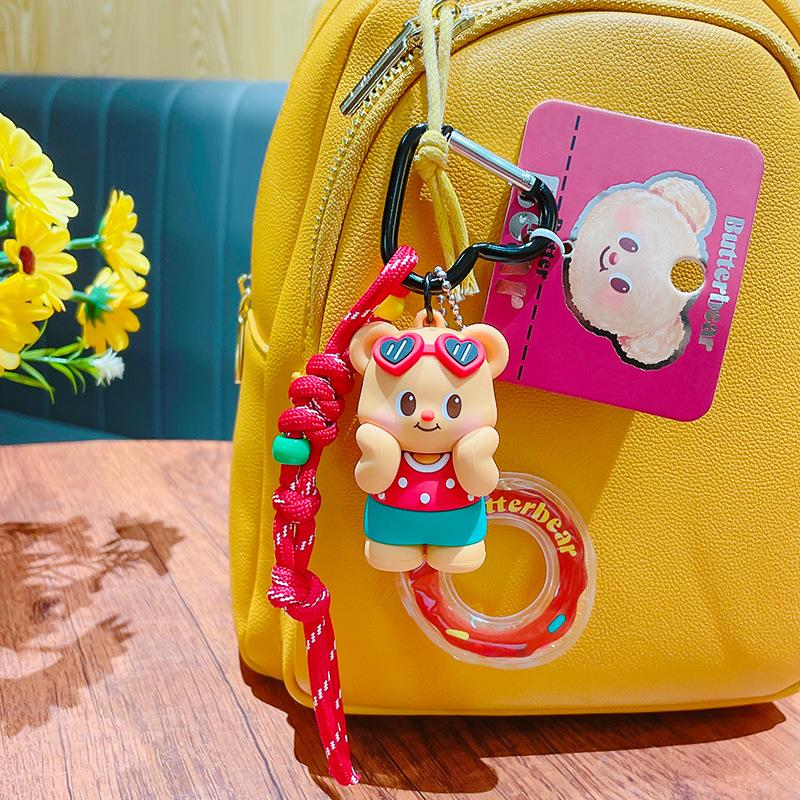 Cartoon Butter Bear Doll Hand Strap Keychain Pendant Cute Couple Schoolbag Keychain Pendant Gift