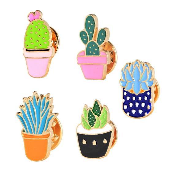 Cactus Planta în ghiveci Email Femei Cămașă Costum Broșă Guler Pin Emblema