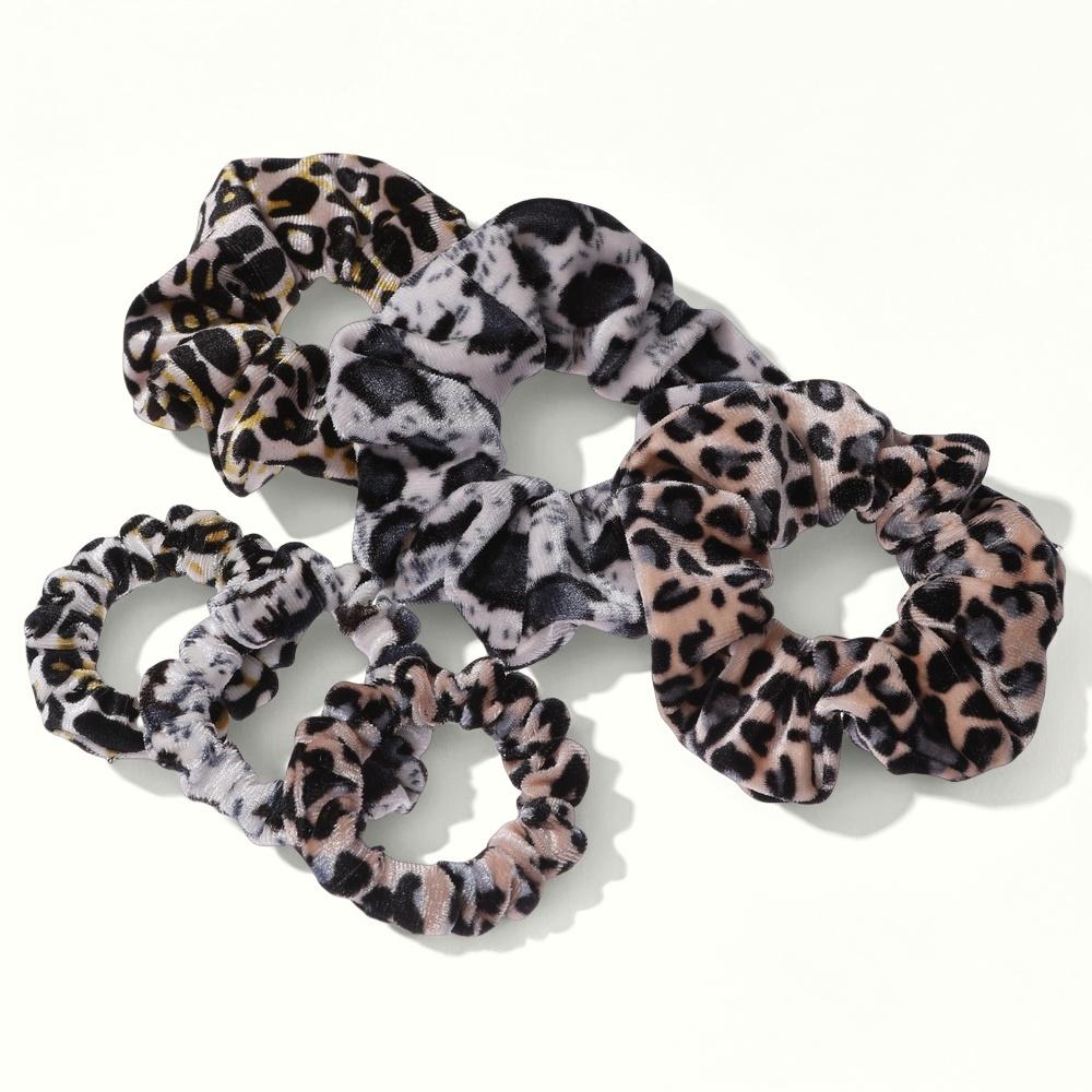 6pc/lot Scrunchies Velvet Hair Accessories For Women Elastic Bands Leopard Small and Large size Ponytail Headwear Holder
