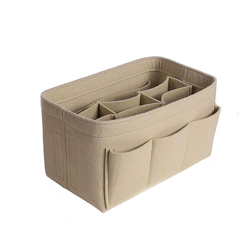 Women Fashion Felt Cloth Inner Bag Fits In Insert Handbag Multi-Pockets Cosmetic Bags Storage And Personal Belongings Organizer