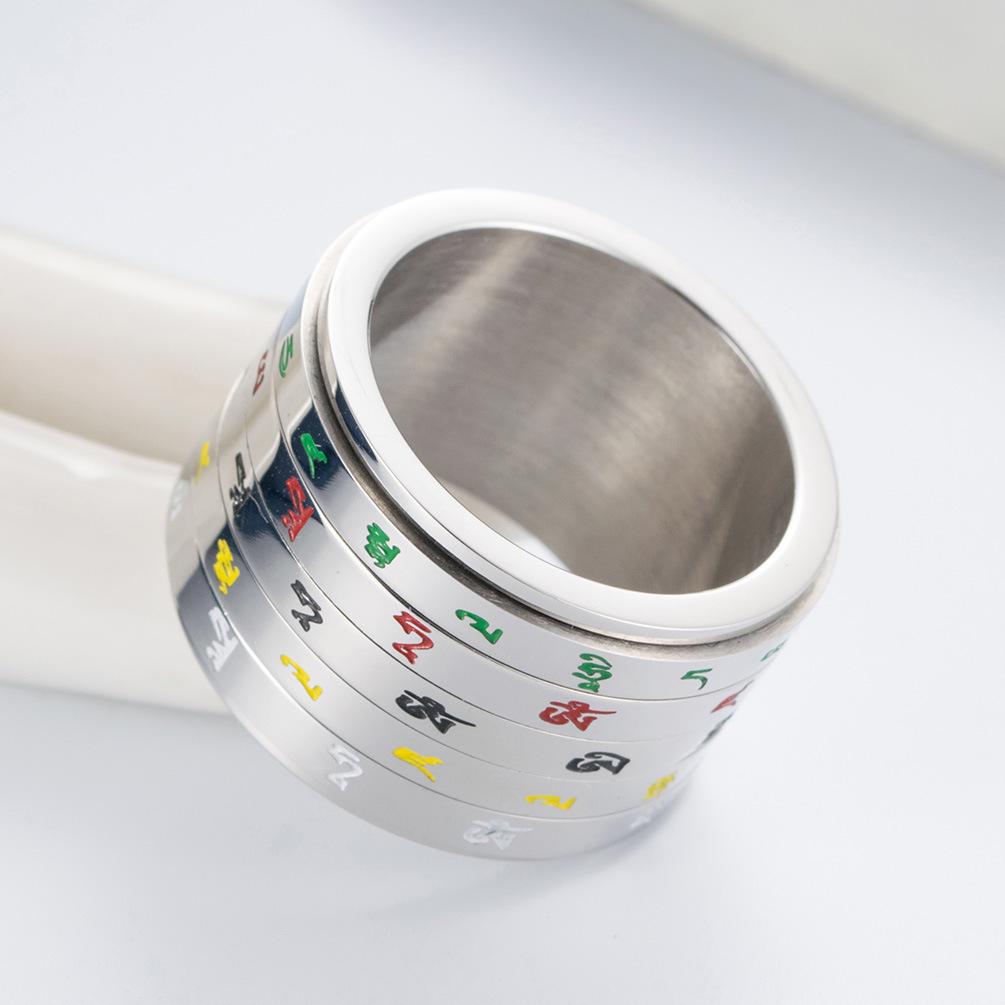 Ring Yellow White Red Black Green God of Wealth Titanium Steel Rotatable Ring Bracelet Accessory