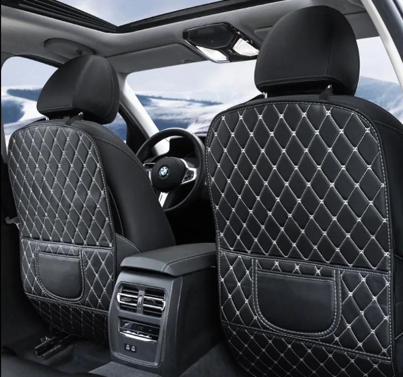Leather Car Anti-Kick Mats Auto Seat Back Protector Cover For Children Kids Backseat Anti-Dirty Pad Storage Bag Car Accessories