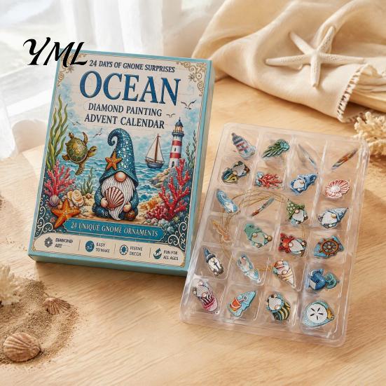 Collectible Halloween Items 24-Day Gnome Advent Calendar, Diamond Style Acrylic Ornament Set with Countdown Box Theme, Hanging Decor for Tree Window,
