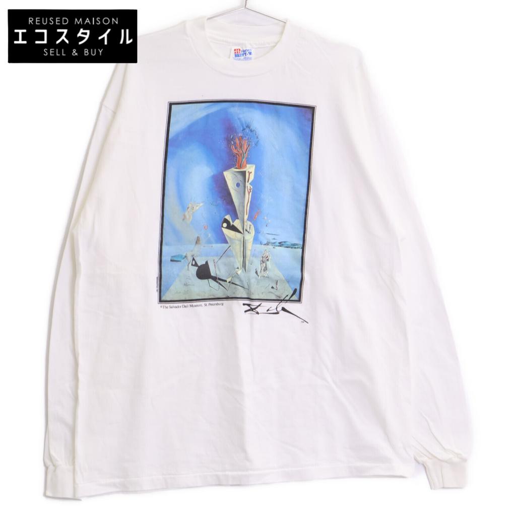 HANES 90s-00s Salvador Dali Organs and Hands Art Long Sleeve T-Shirt Tops XL whiteUsed