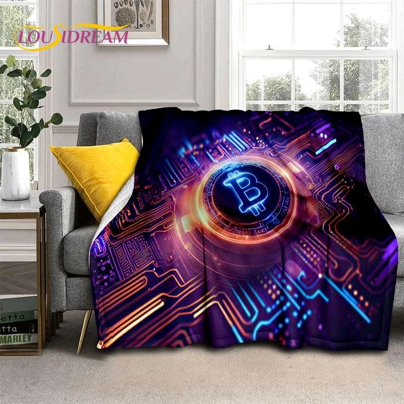 Bitcoin Virtuelle Währung NFT Weiche Flanelldecke für Betten Schlafzimmer Sofa Picknick, Überwurfdecke zum Zudecken Outdoor Freizeit Nickerchen Geschenk