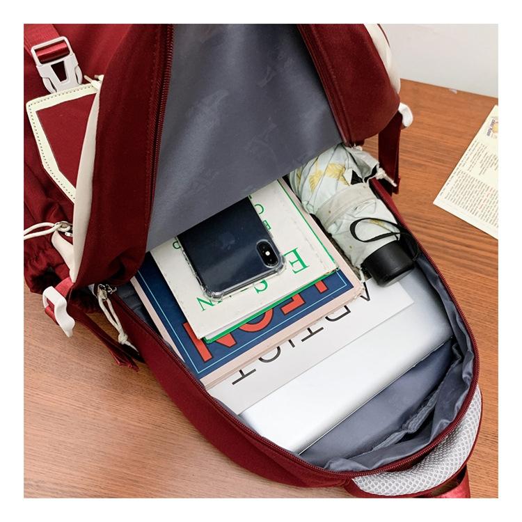 Backpack Female Student Schoolbag Large Capacity Junior High School High School Lightweight Contrasting Color Backpack Fashion