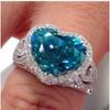 Exquisite Silver Color Inlaid with White Blue Stone Rings Heart Fashion Party Engagement Wedding Rings for Women