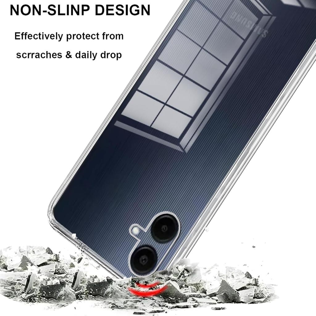 For Samsung Galaxy A06 4G Case TPU Clear Phone Cover + 3PCS Tempered Glass Screen Film 2.5D Arc Edge