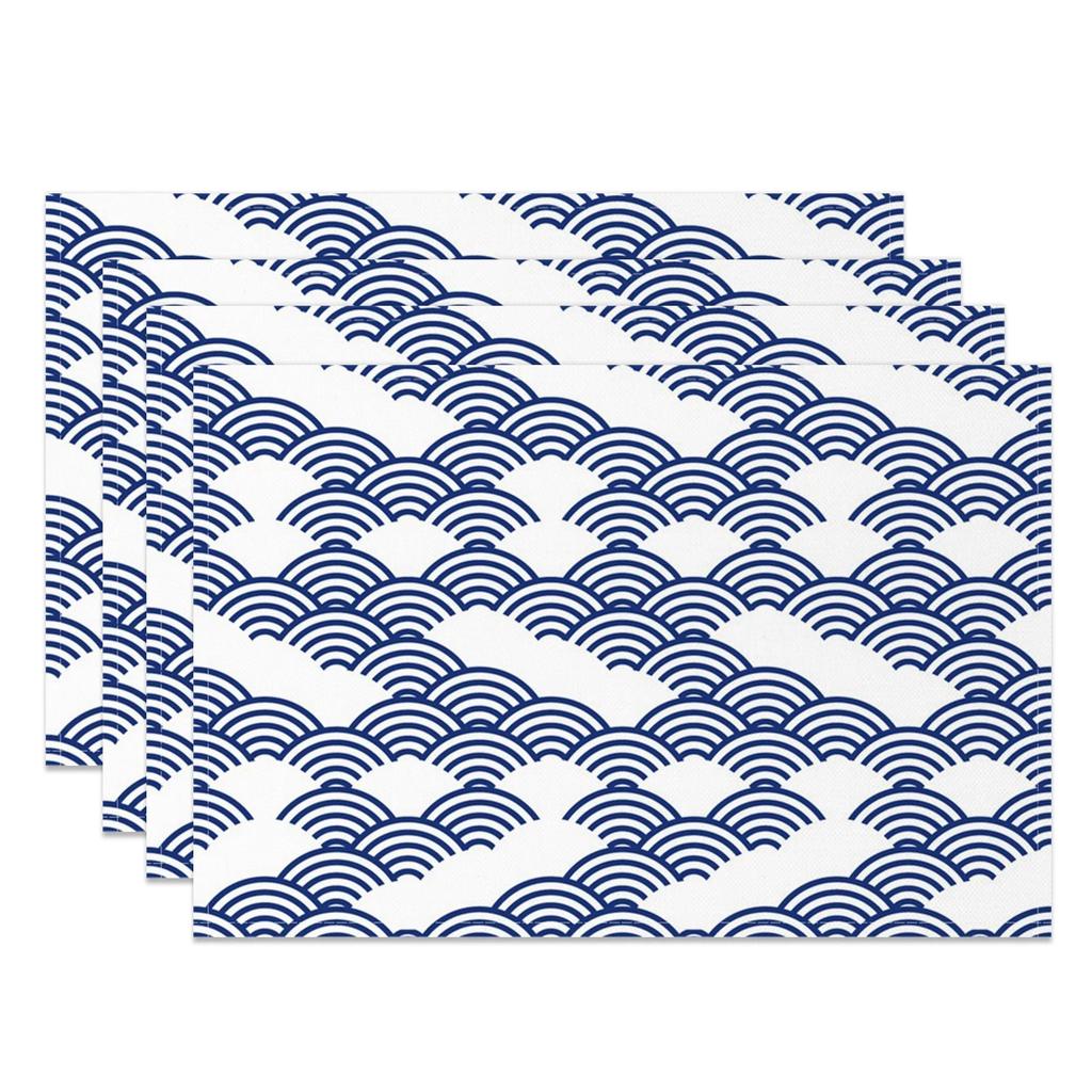 Chinese Blue White Cloud Table Mats Zen Style Cloud Motif Inspired Placemats Waterproof Heat Resistant Dining Decor for Kitchen