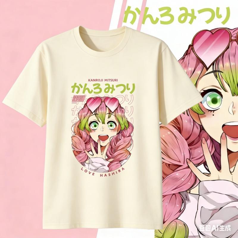 Demon Slayer Japanischer Heißblütiger Anime Klassische Charaktere Sportlich Lässig Kurzärmelig Bequem Halbärmelig Beliebtes Oberteil