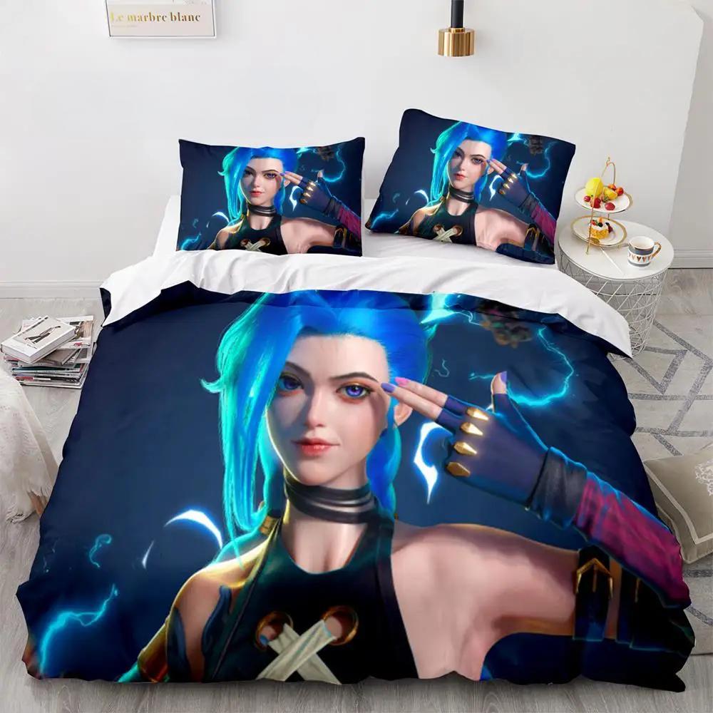 New 3D Print Game League Of Legends Jinx Bedding Collection Single Twin Full Queen King Size Bed Collection Adult Kid Bedroom Duvet Cover Collections