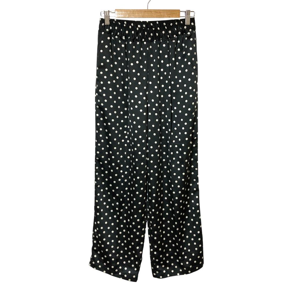 [Used] Good Condition 24AW SLOBE IENA Printed Satin Easy Pants Black Women s Luxs Brand Used Clothing Luxe