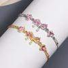 Shiny Pink Bow Heart Zircon Jewelry Set Necklace Bracelet for Women Trendy Y2K Style Accessory Gift for Teens