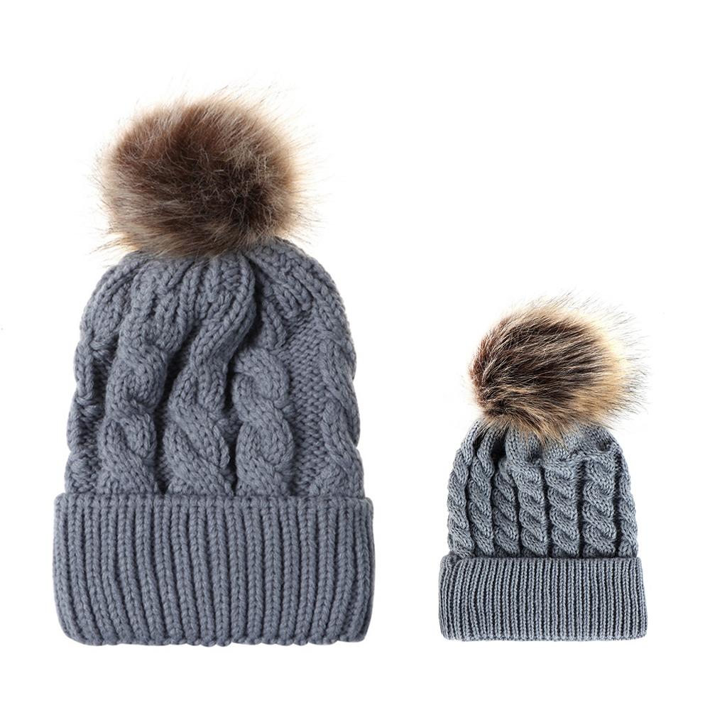 Winter Warm Women Knitted Crochet Wool Hat Hair Ball Earmuffs Caps Infant Toddler Kid Cute Hairball Beanie Cap