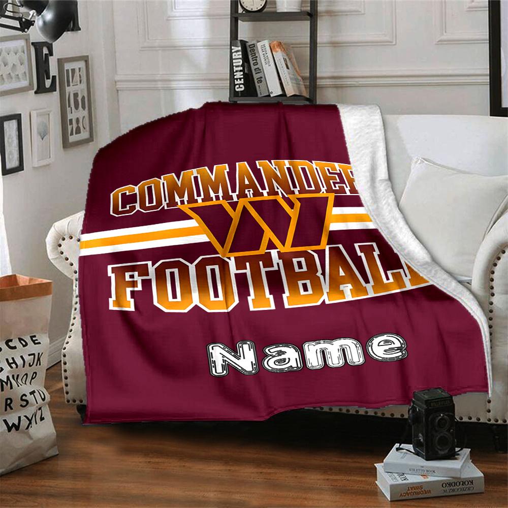 Commanders Football Team Logo Customized Your Name Blanket Lightweight And Comfortable Warm Blanket Suitable For Bed Home Chair Office Sofa Camping