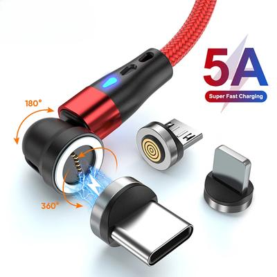 כבל מגנטי מסוג C 5A עבור Samsung S21 P30 מגנט טעינה מהירה כבל מטען עבור iPhone Xiaomi Micro USB כבל נתונים