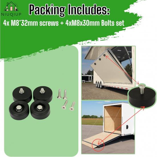 4 Pack 2.5" Heavy Duty Rubber Bumpers for Trailer Ramp Doors & Truck Cargo - Shock Absorbing Door Stops with Bolts/Nuts Kit, Universal Fit