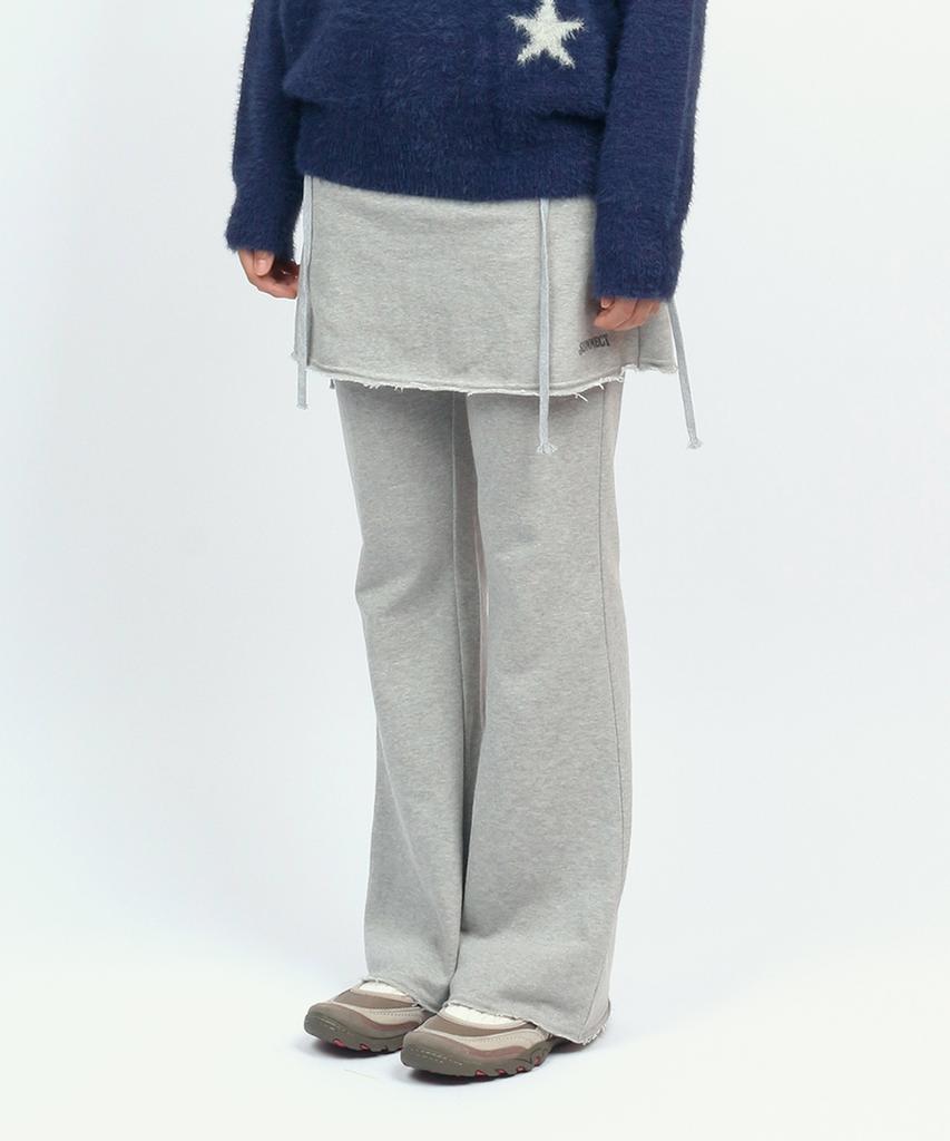 Sseonegteu Skirt-Layered Sweatpant - Heather Gray