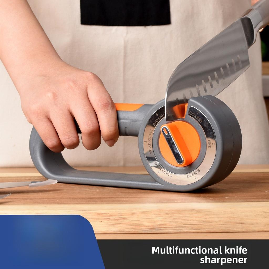 Multifunctional Six-in-one Diamond Sharpener, High-end Household Kitchen Knives, Scissors, Manual Fast Fixed-angle Sharpening Artifact