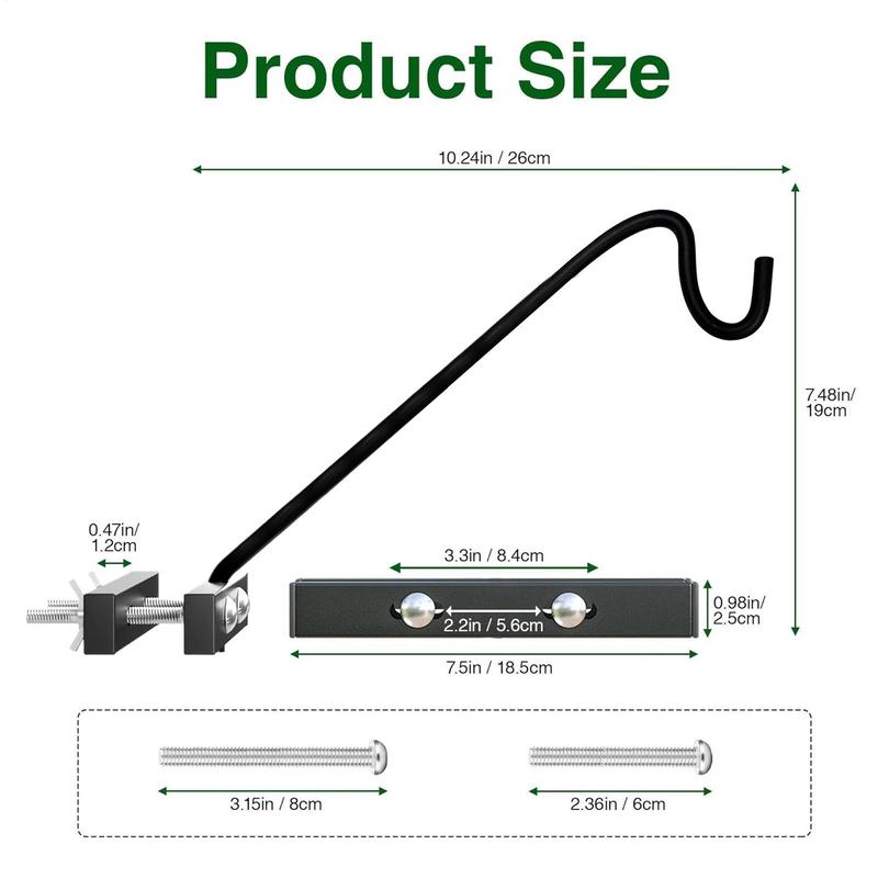 Heavy Duty Bird Feeder Pole Rotatable Planter Hook for Railing Multifunctional Swivel Planter and Feeder Hanger for Patio Garden