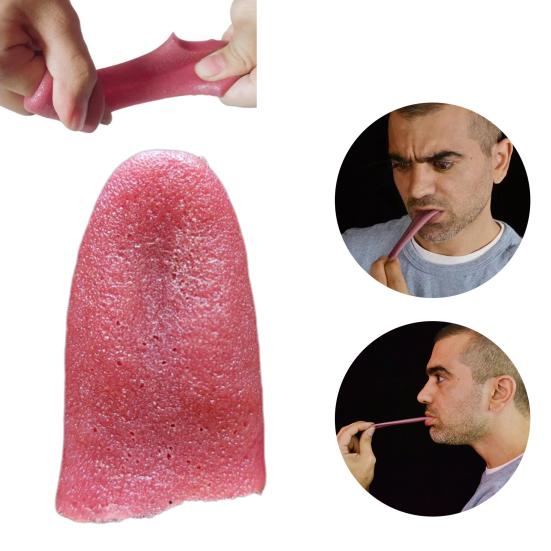 Realistic Fake Tongue Prop for Magic Shows Halloween Scary Funny Tongue Reusable Trick Tool for Adults Kids Mentalism Magic Street Performances