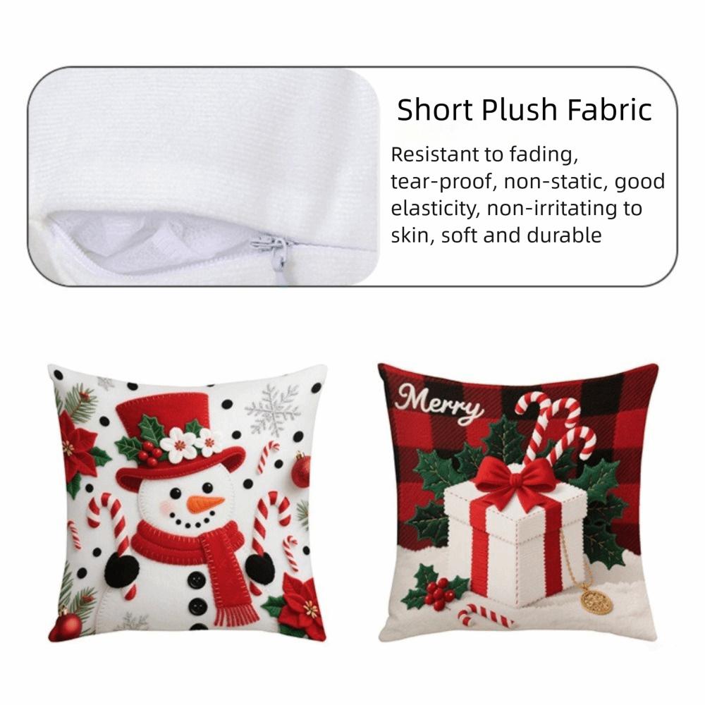Christmas Tree Pattern Christmas Cushion Cover Plush Throw Pillow Cover Holiday Decor