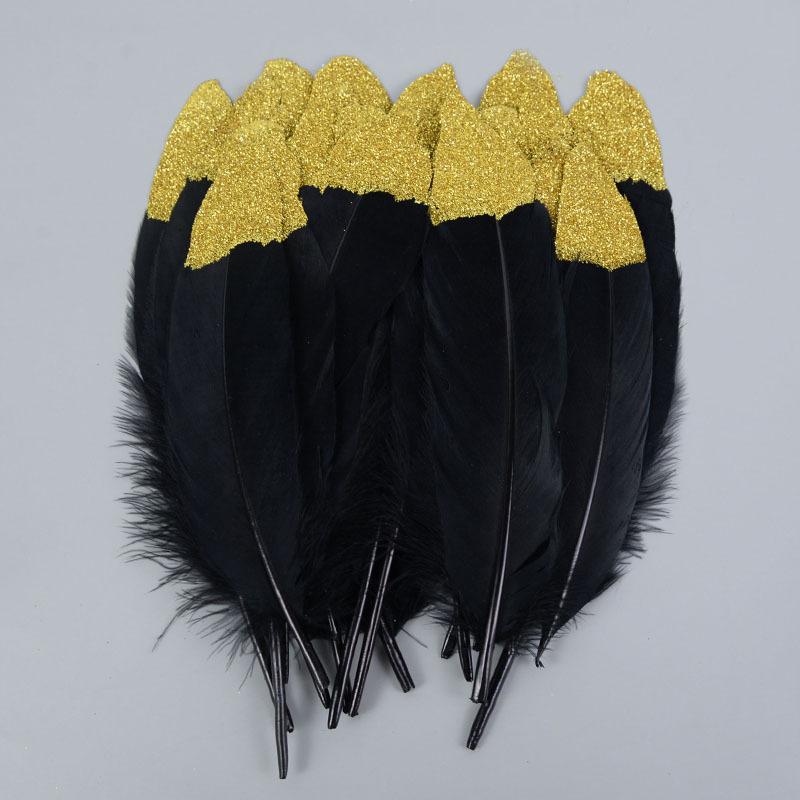 12-18Cm Spray Gold Feather Natural Goose Turkey Feather Wedding Party Gift Box Cake Decoration Balloon Filler D