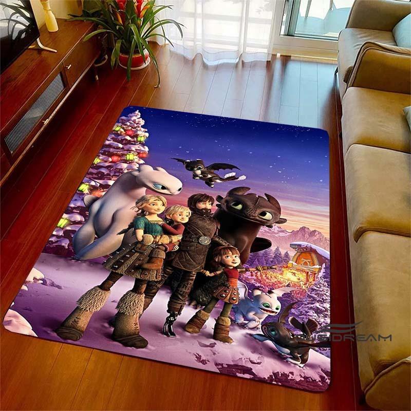 3DHow to Train Your Dragon themed printed rug, suitable for living rooms, bedrooms, sofas, balconies, gardens, etc. Large-sized