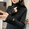 Autumn Winter New Lace Edge Half High Collar Knit Pullover Women Clothing Fashion All-match Solid Slim Sweaters Lady Elegant Top