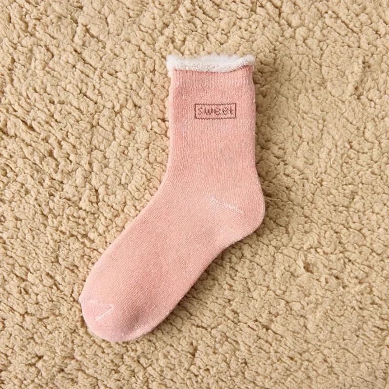 Womens Winter Warm Socks Thicken Thermal Socks Wool Cashmere Coral Velvet Snow Sweet Soft Cotton Knitted Room Floor Sleep Sock