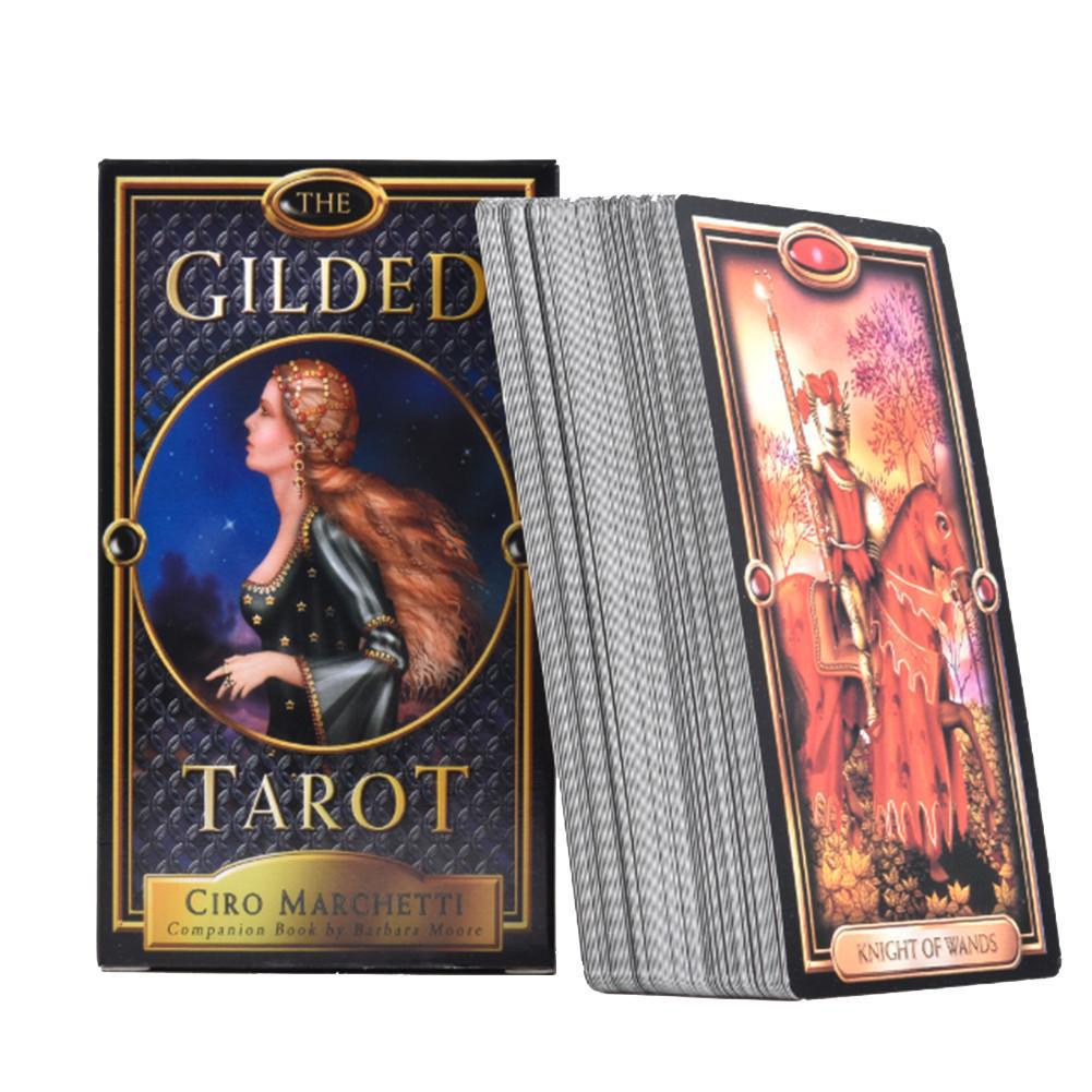 Позолоченная колода Таро Карта и Книга-руководство Игра Таро Игрушка Гадание на Таро Оракулы Руководство Судьба Доска Английский Для Семейного Подарка