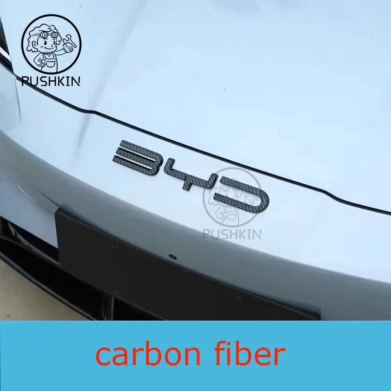For BYD SEAl EV ATTO 4 2022 2023 2024 Accessories Car Front Bumper Emblem Badge Decal Black Carbon Logo Refit Sticker