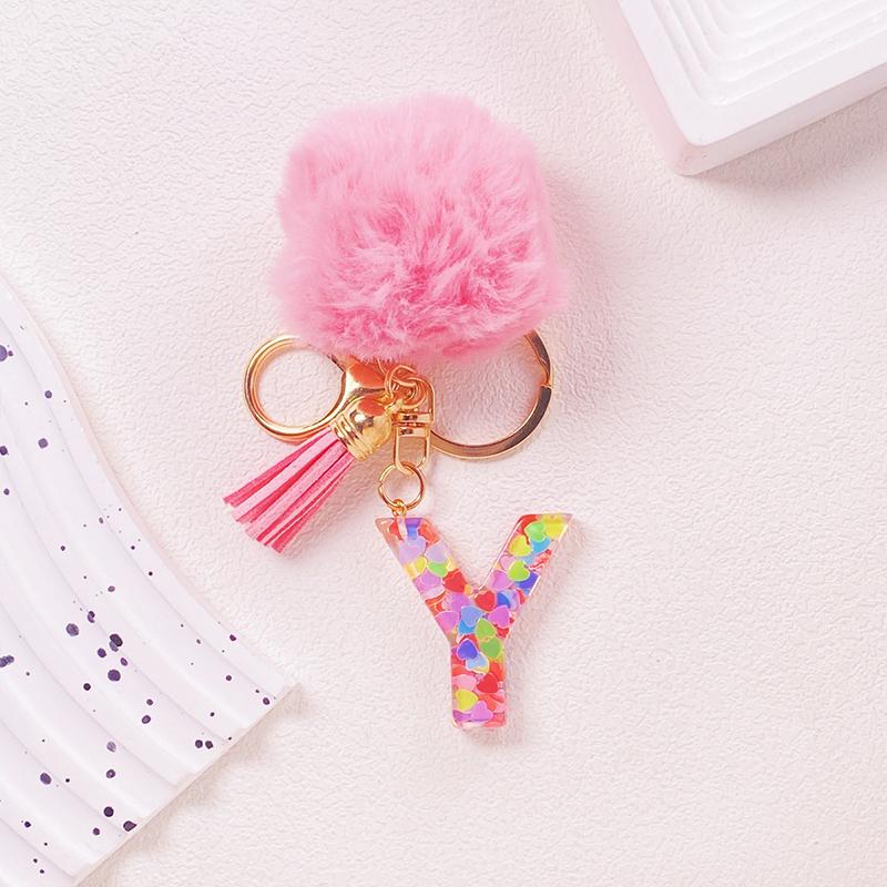 1 יחידה מחזיק מפתחות צבעוני A-Z מתנה שרוך אביזר מפתח סגסוגת מחזיק מפתחות פרוותי תליון אות עבור תיקים תרמילים נצנצים